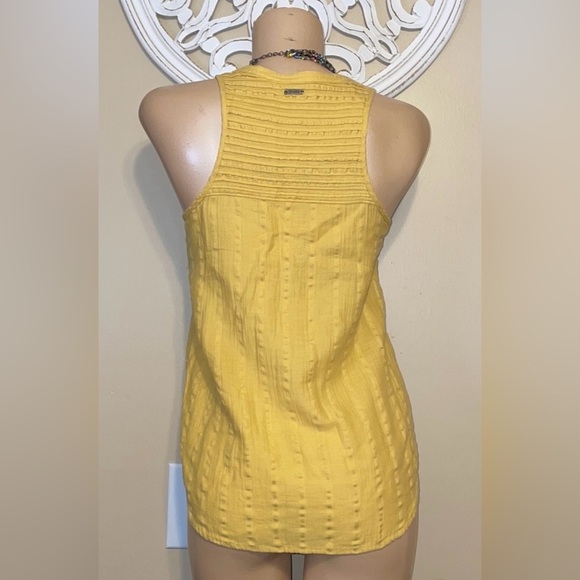Prana women’s small tank blouse Mustard yellow Sleeveless vnevk button front - Picture 7 of 8